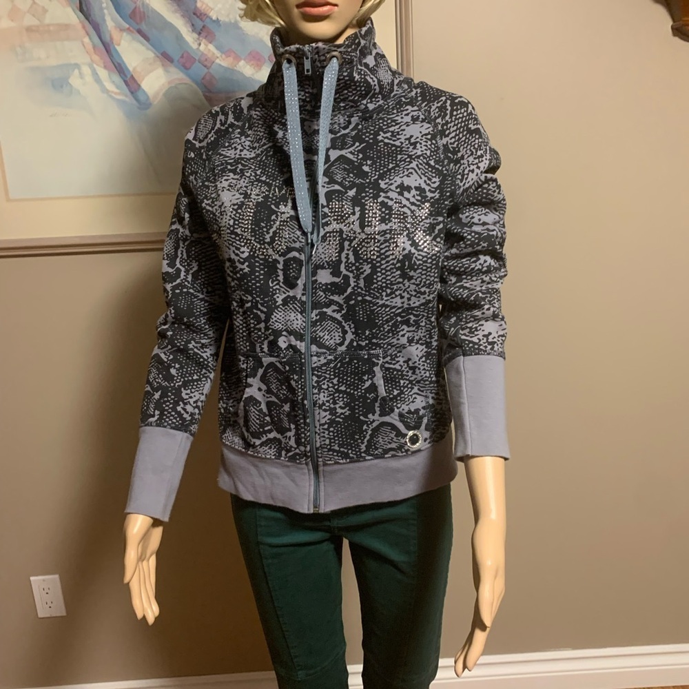 Request Women's Active Jacket Black & Grey Serpent Print Expensive Junk Sz Small
